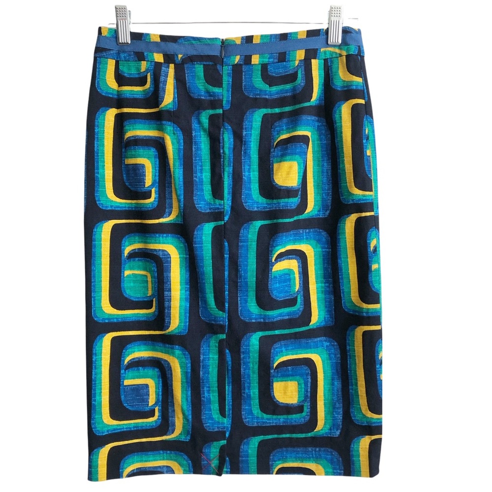 New Boden Blue Geometric Cotton Pencil Skirt 4 - Picture 2 of 6